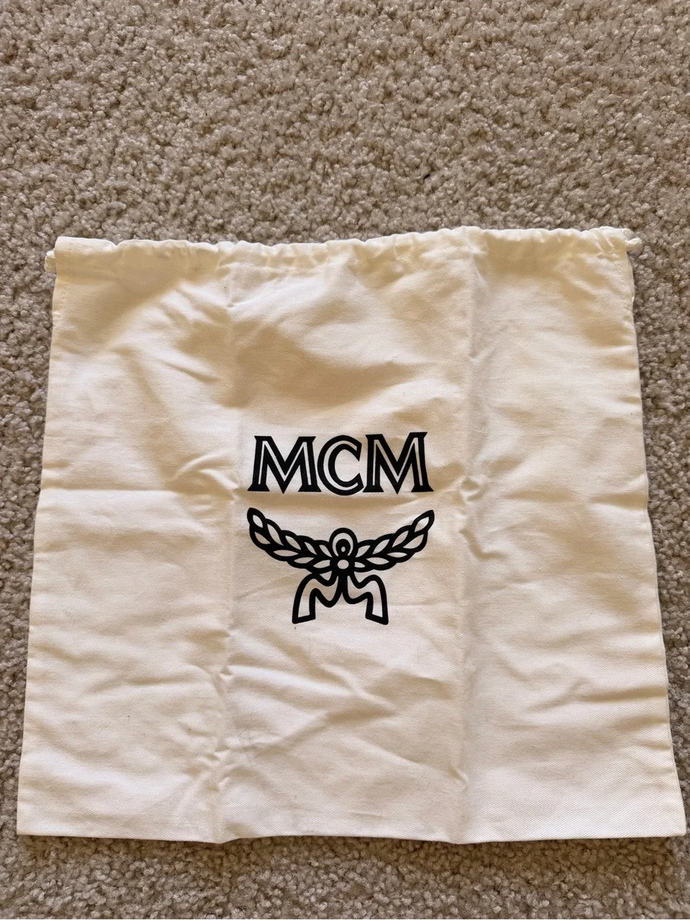 MCM Cream and Black Logo Dust Bag - Branded Storage Pouch